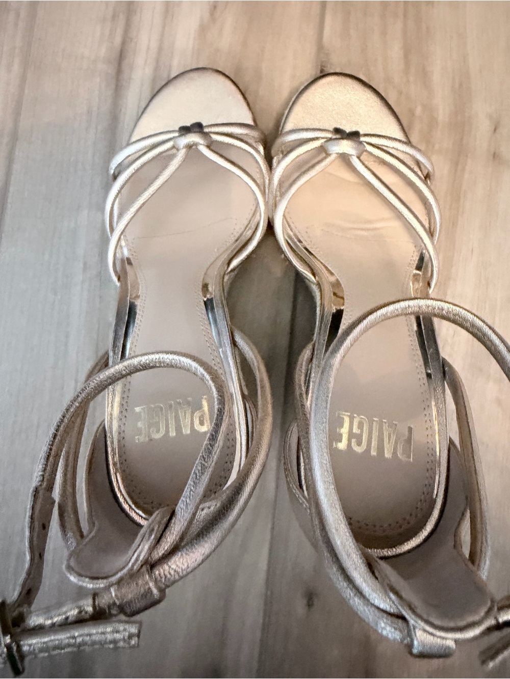 PAIGE Metallic Gold Espadrille Wedge Sandals with Ankle Strap - Picture 12 of 13